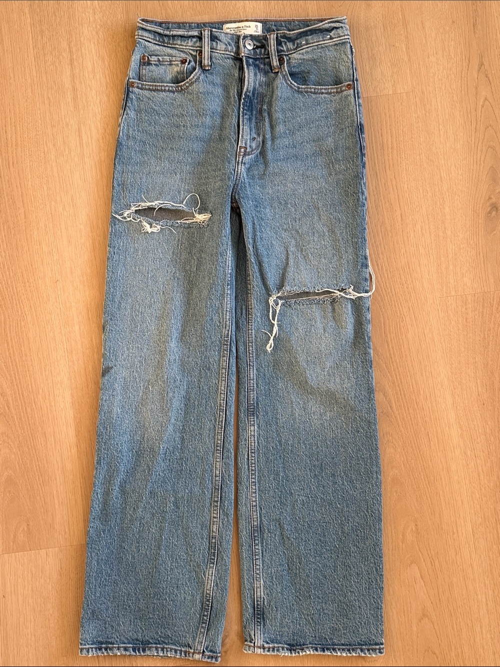 Abercrombie & Fitch Light Blue Distressed Straight Jeans